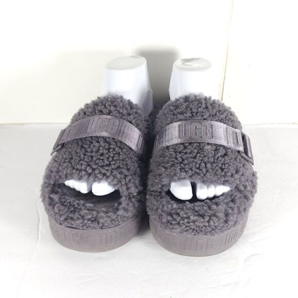 UGG Women's Fluffita US 8 Purple Sheepskin Platform Shearling Slide Slippers - Picture 3 of 16